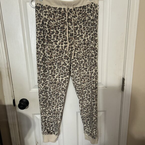 Honeydew Sz M Cheetah Velour Jogger Pant Loungewear Elastic Waist Drawstring - Picture 1 of 4